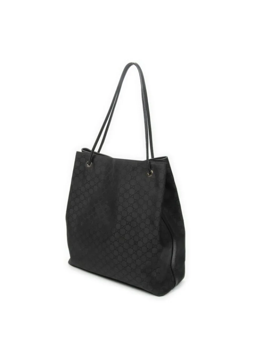 Gucci Drawstring Vertical Tote Black GG Nylon Canvas